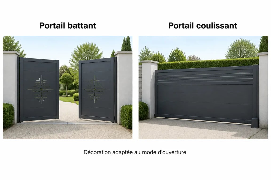 Décoration portail extérieur sur portail battant et coulissant