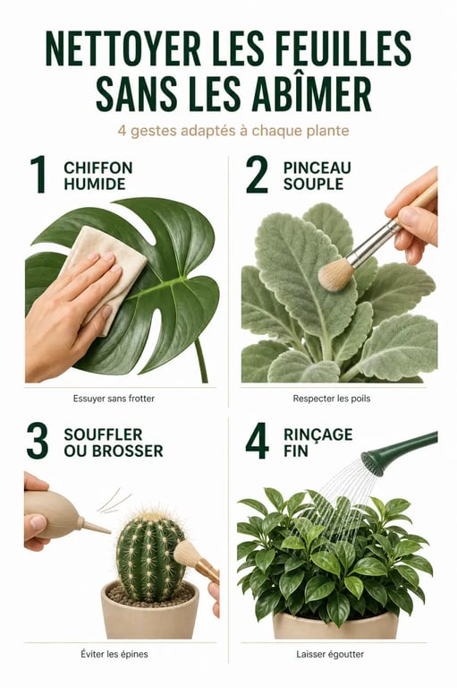 Nettoyage feuille plante verte : gestes adaptés selon le type de feuillage