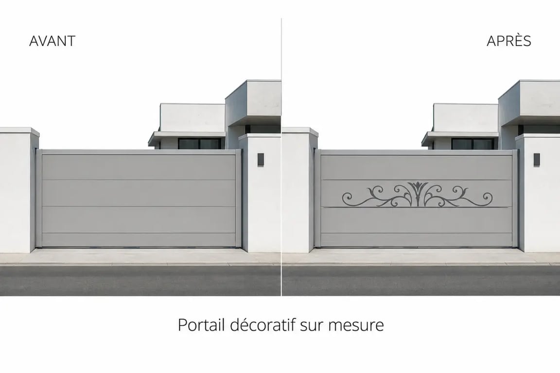 Décoration portail extérieur avant après sur portail de maison