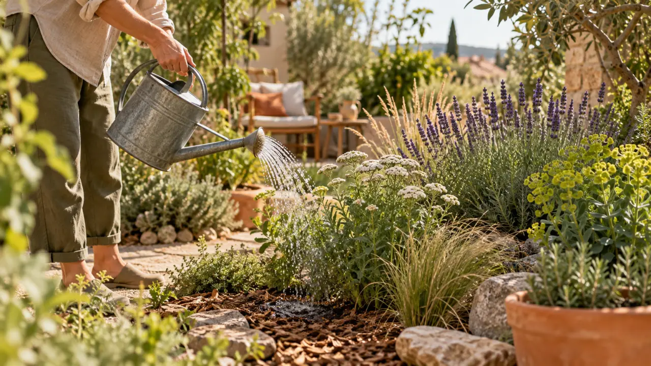 Jardin naturel composé de plantes endémiques, baigné par une lumière douce