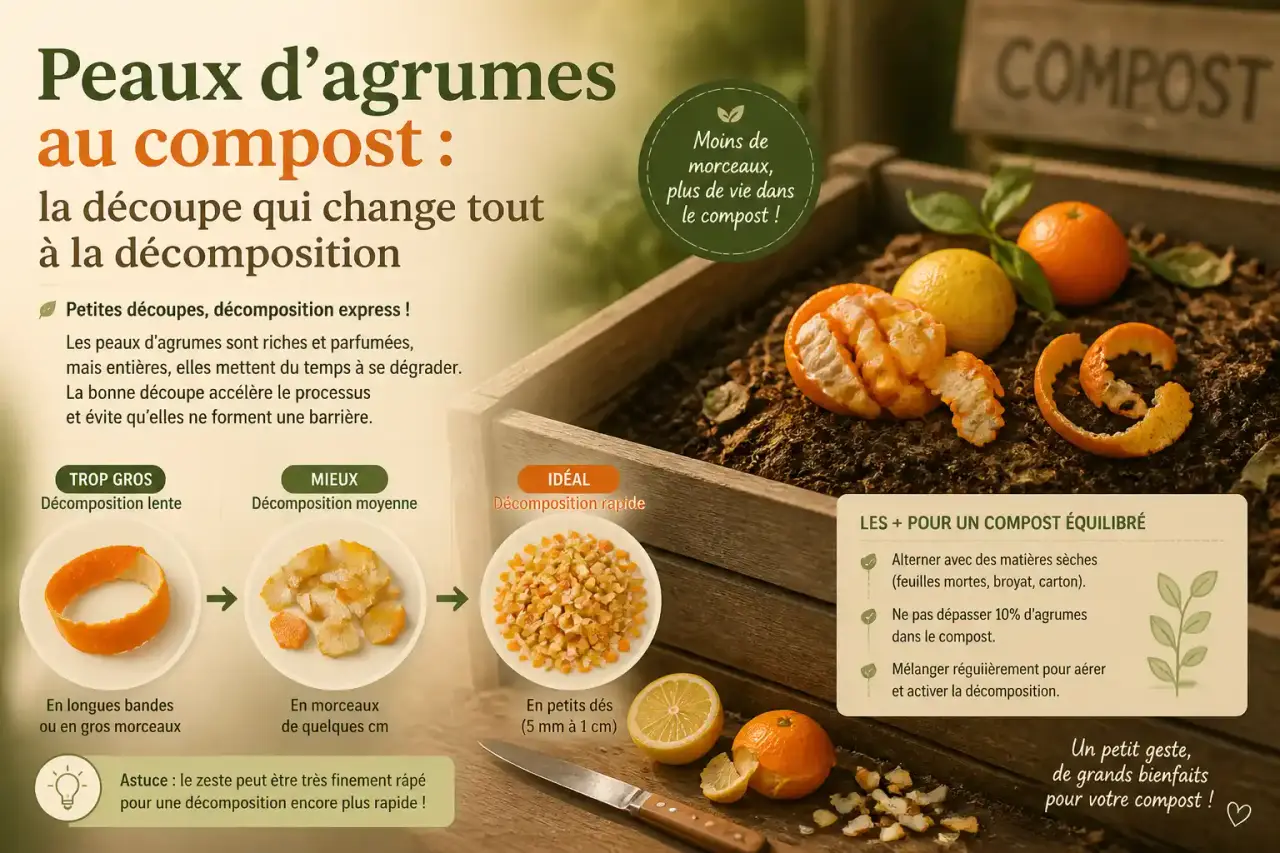 Peaux d'agrumes au compost : la découpe qui change tout à la décomposition