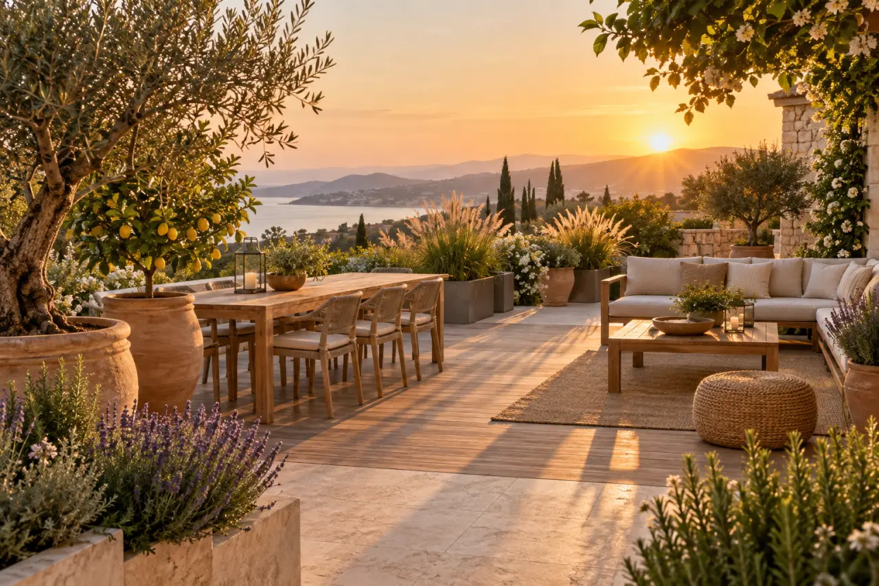 Une terrasse paysagée gagne en confort quand chaque plante a sa place