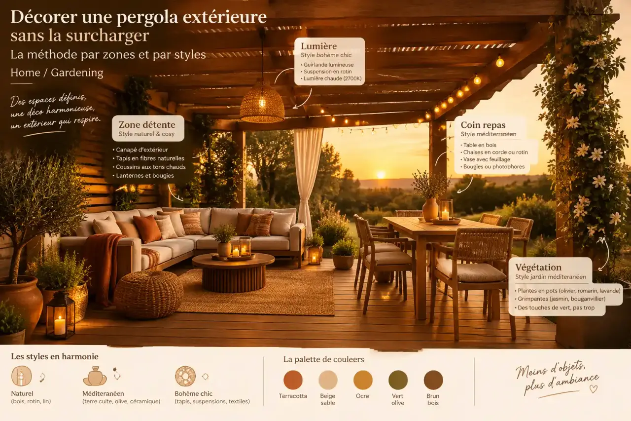 Décorer une pergola extérieure sans la surcharger : la méthode par zones et par styles