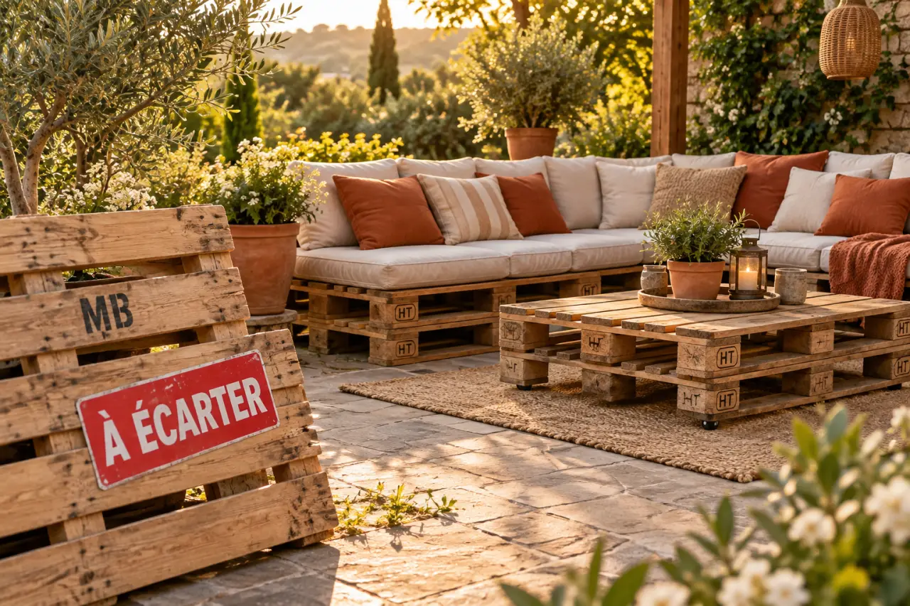 Meubles de jardin en palettes : écartez les palettes marquées MB avant de construire
