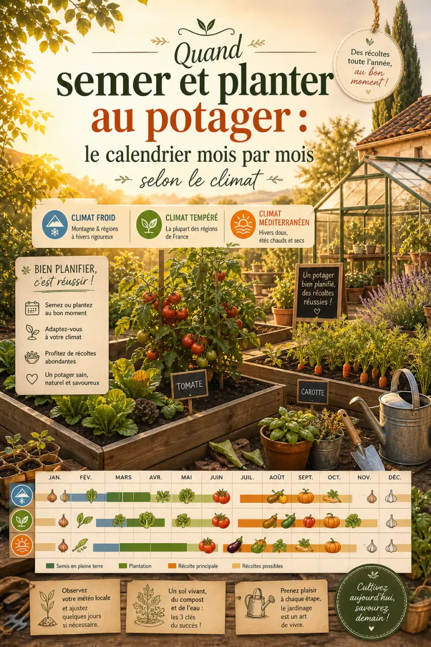 Quand semer et planter au potager : le calendrier mois par mois selon le climat