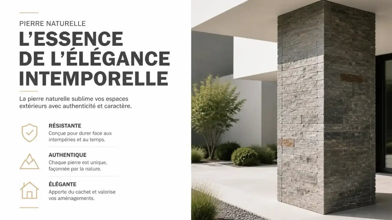 Pilier extérieur décoré en pierre naturelle moderne pour une entrée de maison élégante