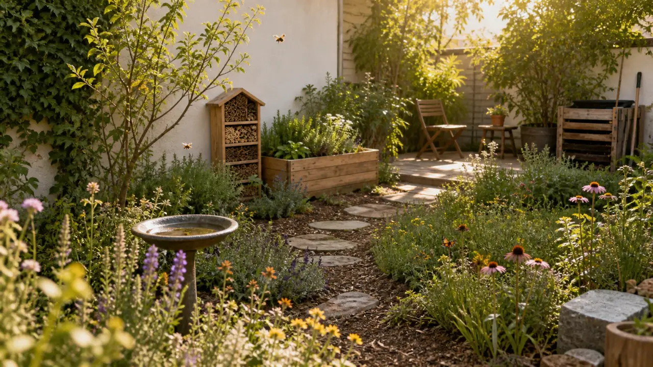 Jardin écologique lumineux et vivant