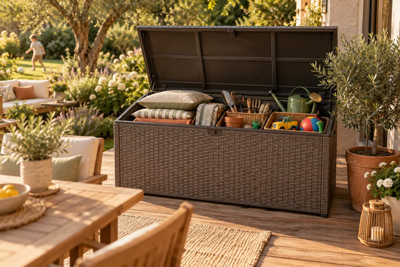 Quel meuble de jardin choisir pour ranger coussins, outils et jouets ?