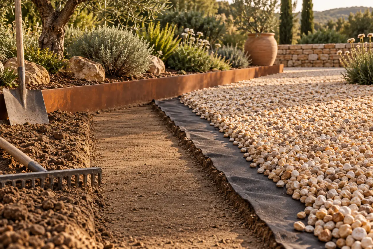 Gravier de jardin sans entretien : la préparation du sol compte plus que le gravier