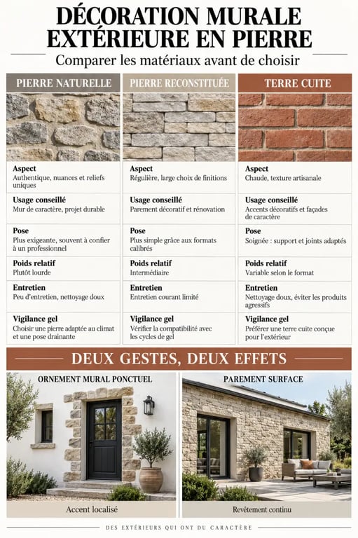 Comparaison des matériaux pour une décoration murale extérieure en pierre