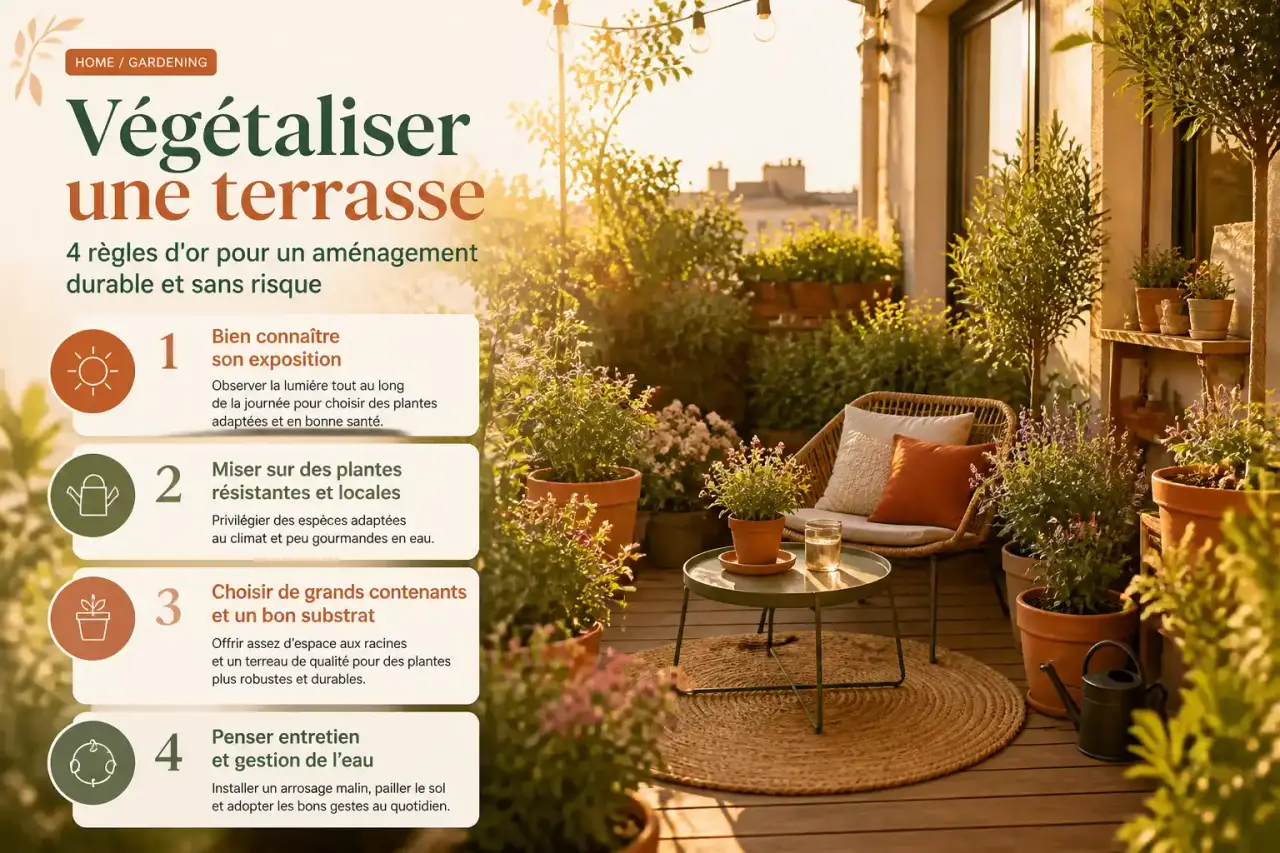 Végétaliser une terrasse : 4 règles d'or pour un aménagement durable et sans risque