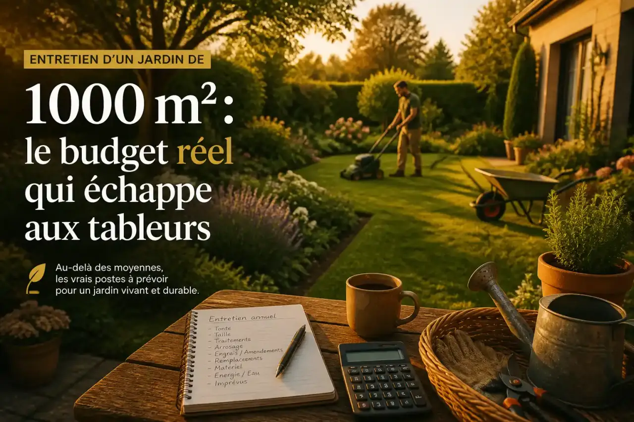 Entretien d'un jardin de 1000 m² : le budget réel qui échappe aux tableurs
