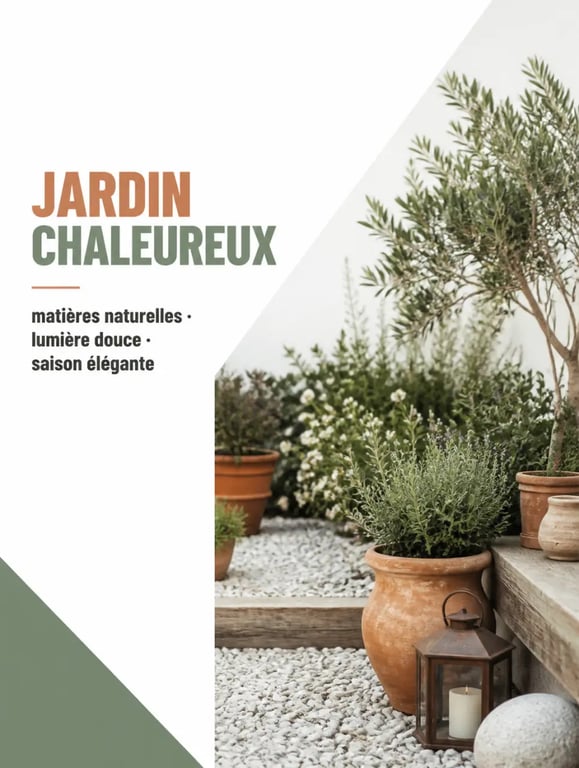 Idée décoration extérieur pour un jardin avec terre cuite, lanternes et matières naturelles